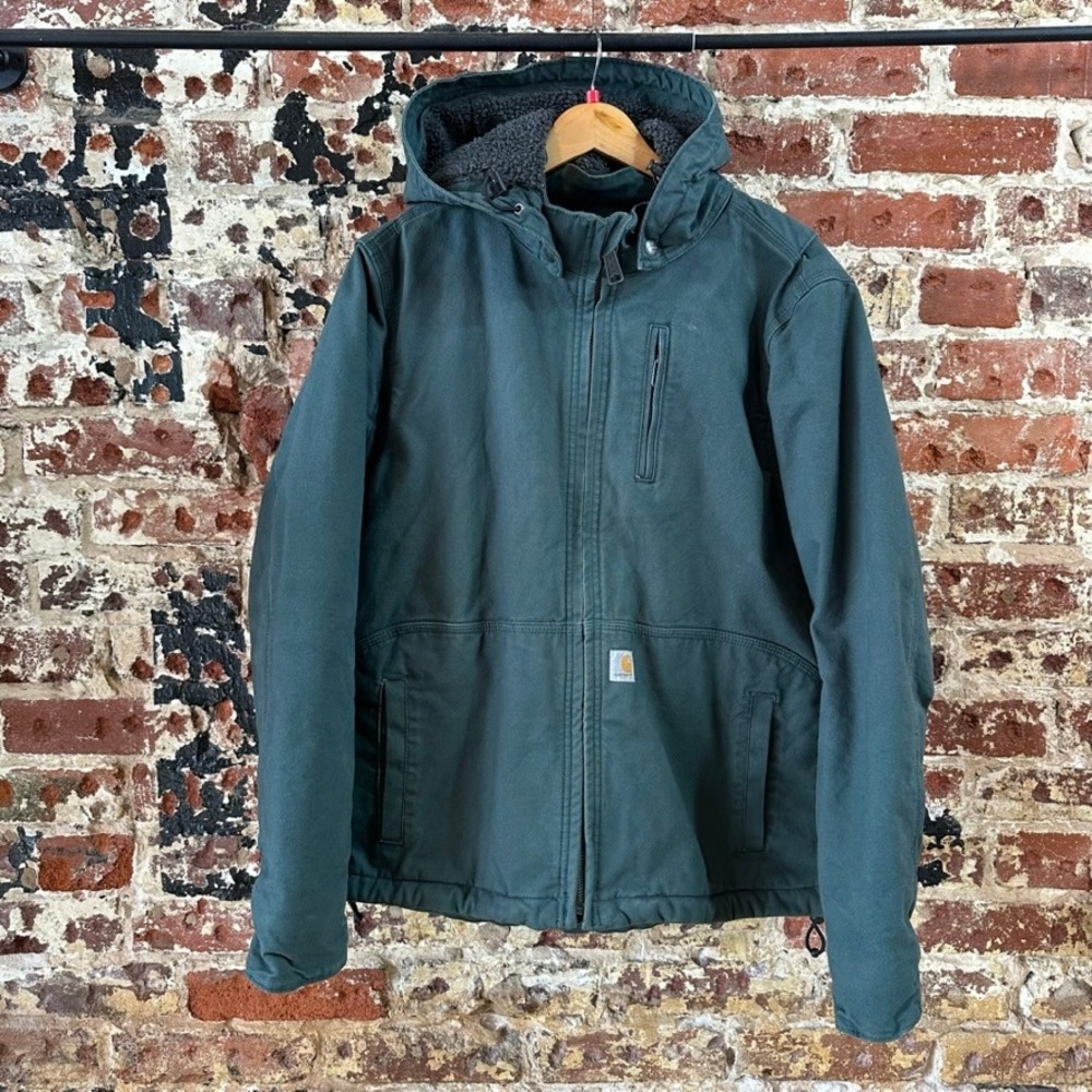 Carhartt Full Swing Green Canvas Full Zip Hooded Jacket Women's Large